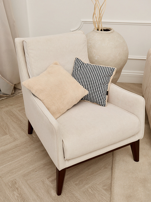 Подушка меховая из верблюжьей шерсти и хлопка двусторонняя, 36х36 